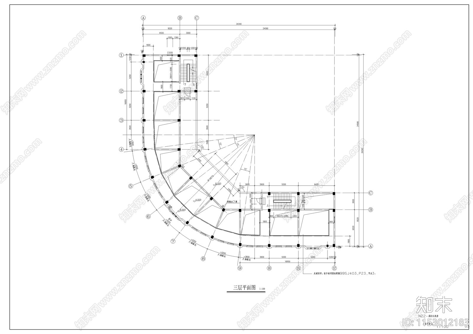 沿街古建筑屈臣氏药房建筑cad施工图下载【ID:1153012183】