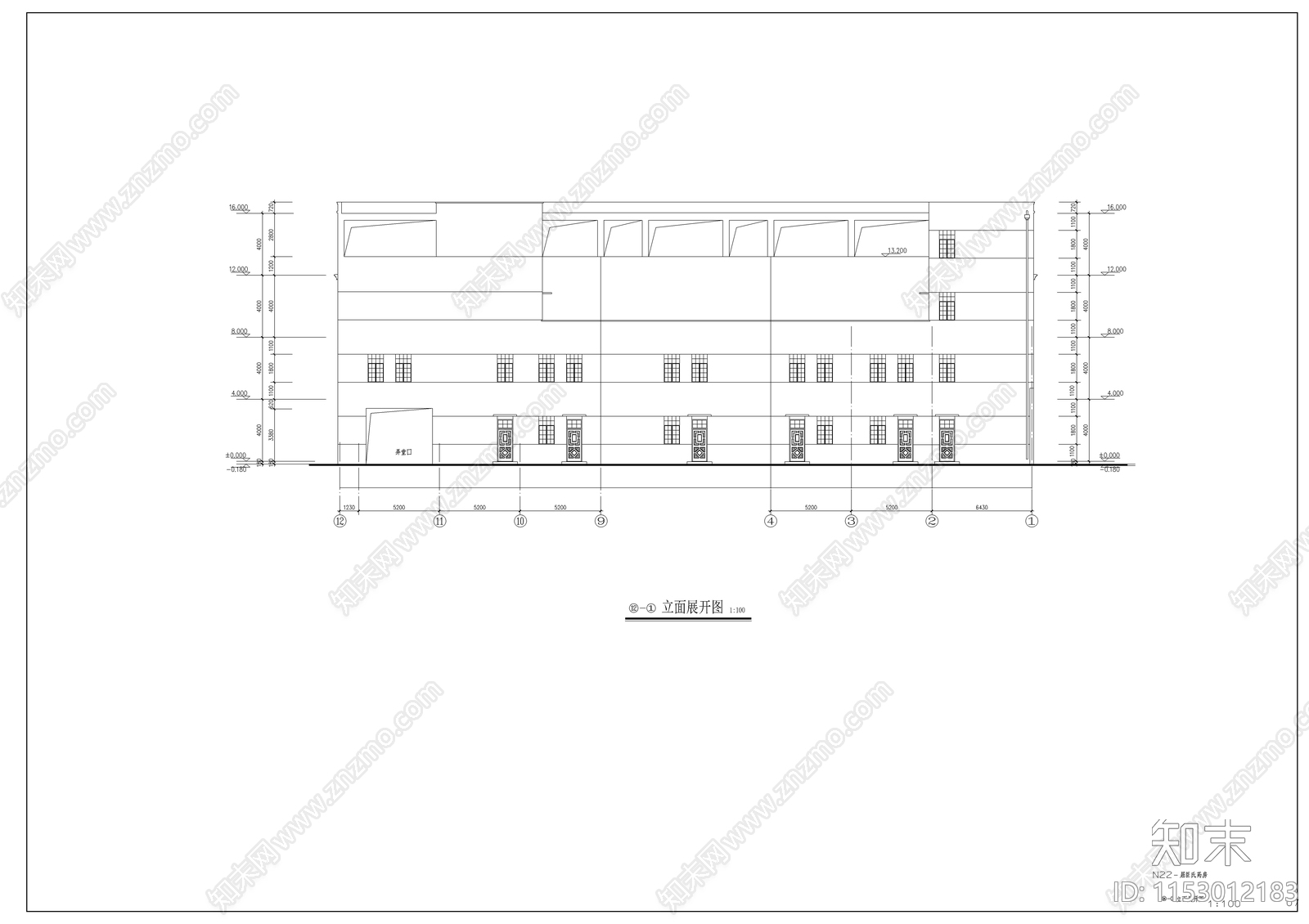 沿街古建筑屈臣氏药房建筑cad施工图下载【ID:1153012183】