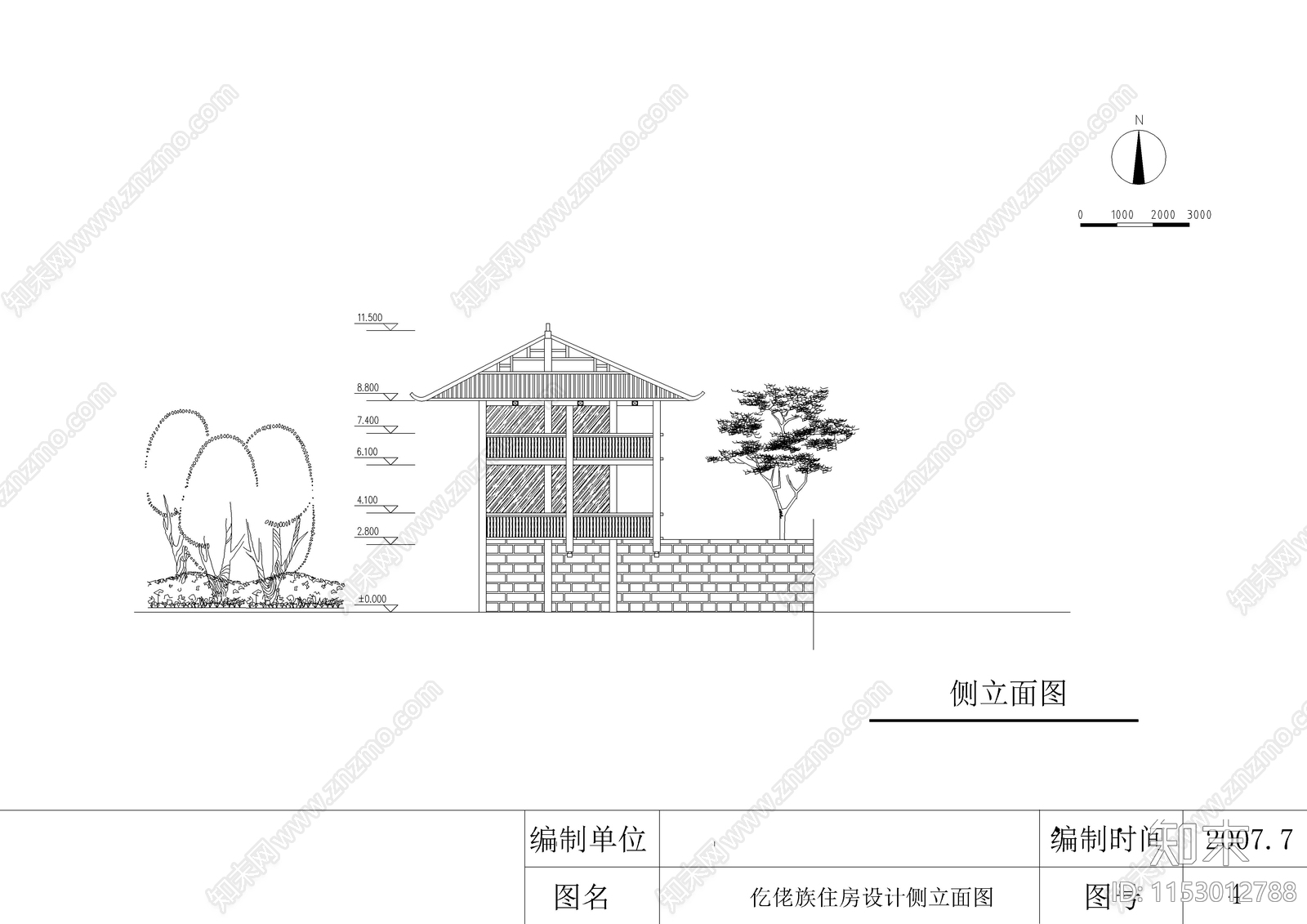 仡佬族居民建筑cad施工图下载【ID:1153012788】