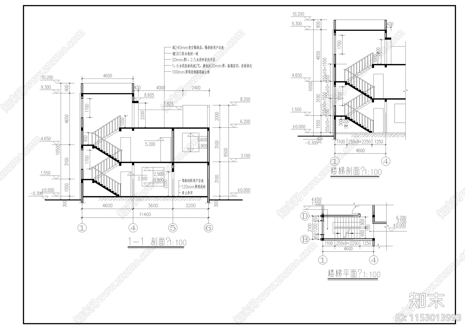 别墅建筑cad施工图下载【ID:1153013993】