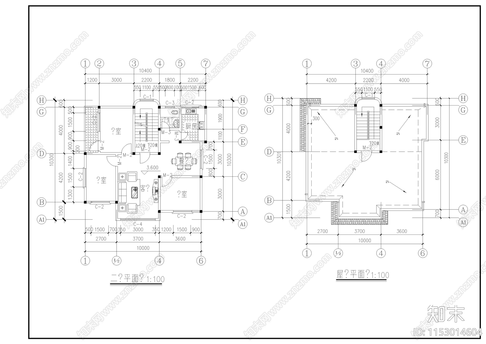 别墅建筑cad施工图下载【ID:1153014604】