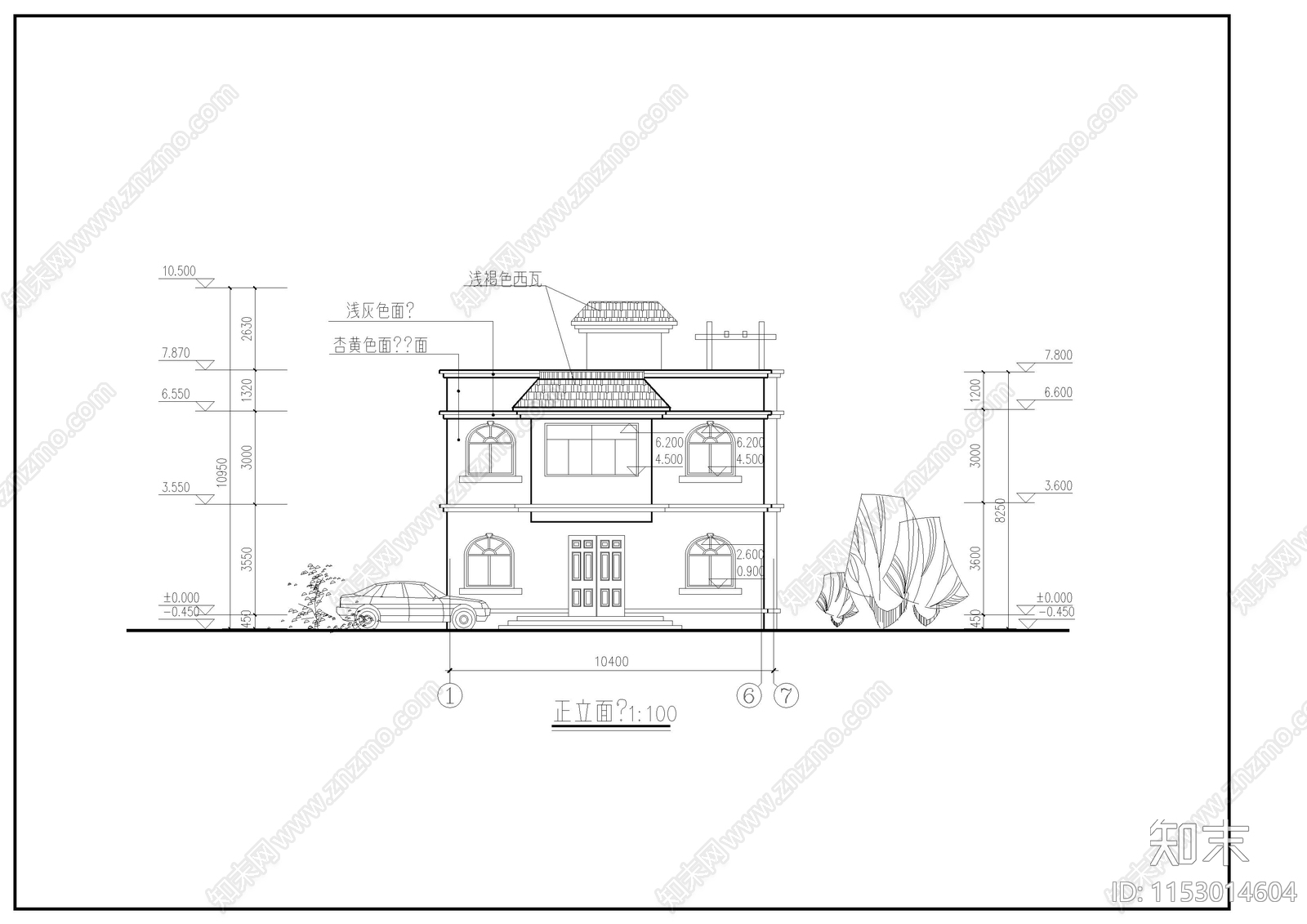 别墅建筑cad施工图下载【ID:1153014604】