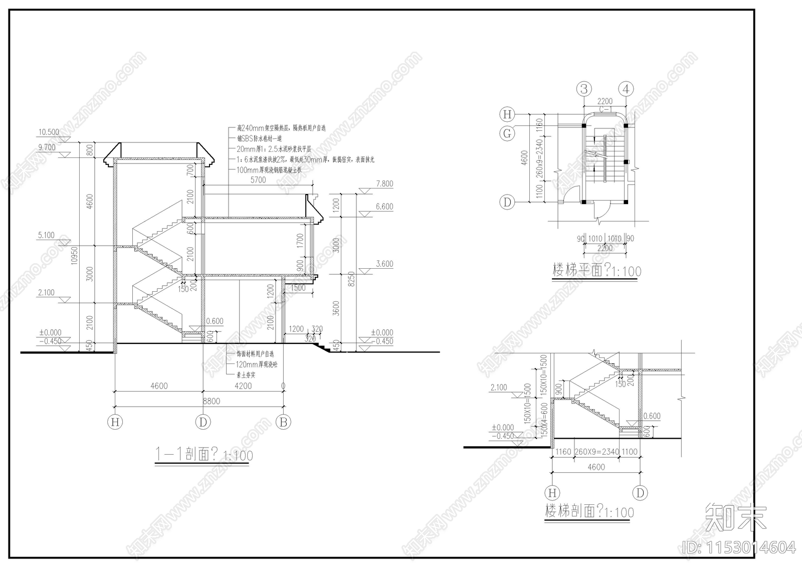 别墅建筑cad施工图下载【ID:1153014604】