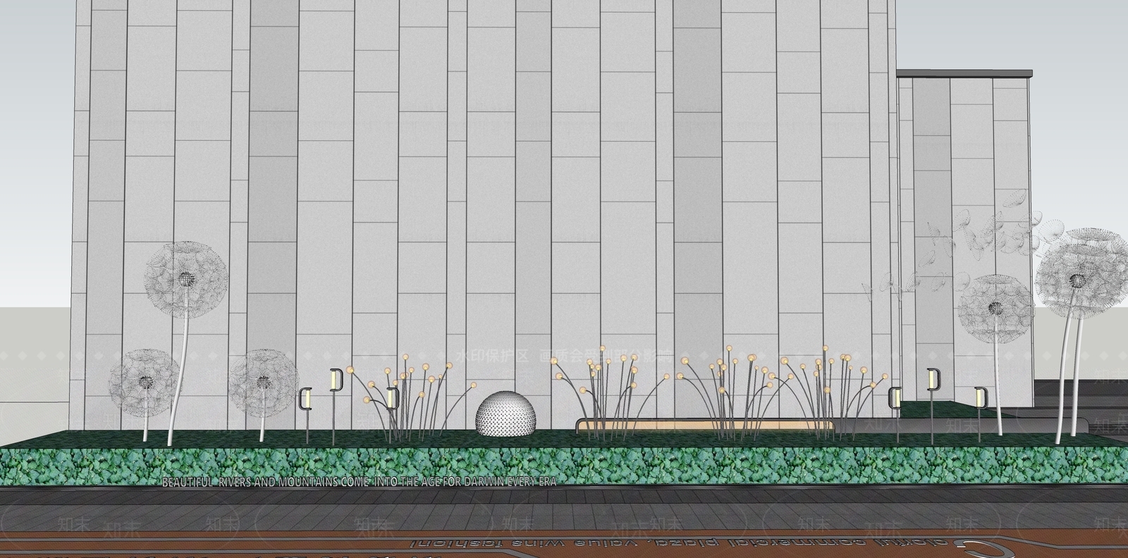 现代商业景墙SU模型下载【ID:1153015683】
