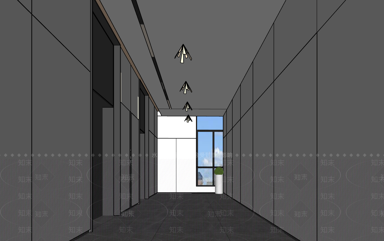 现代电梯厅SU模型下载【ID:1153015869】
