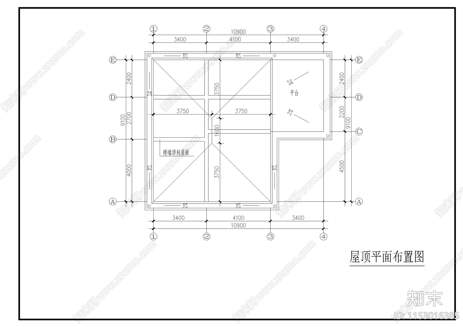 别墅建筑cad施工图下载【ID:1153016385】