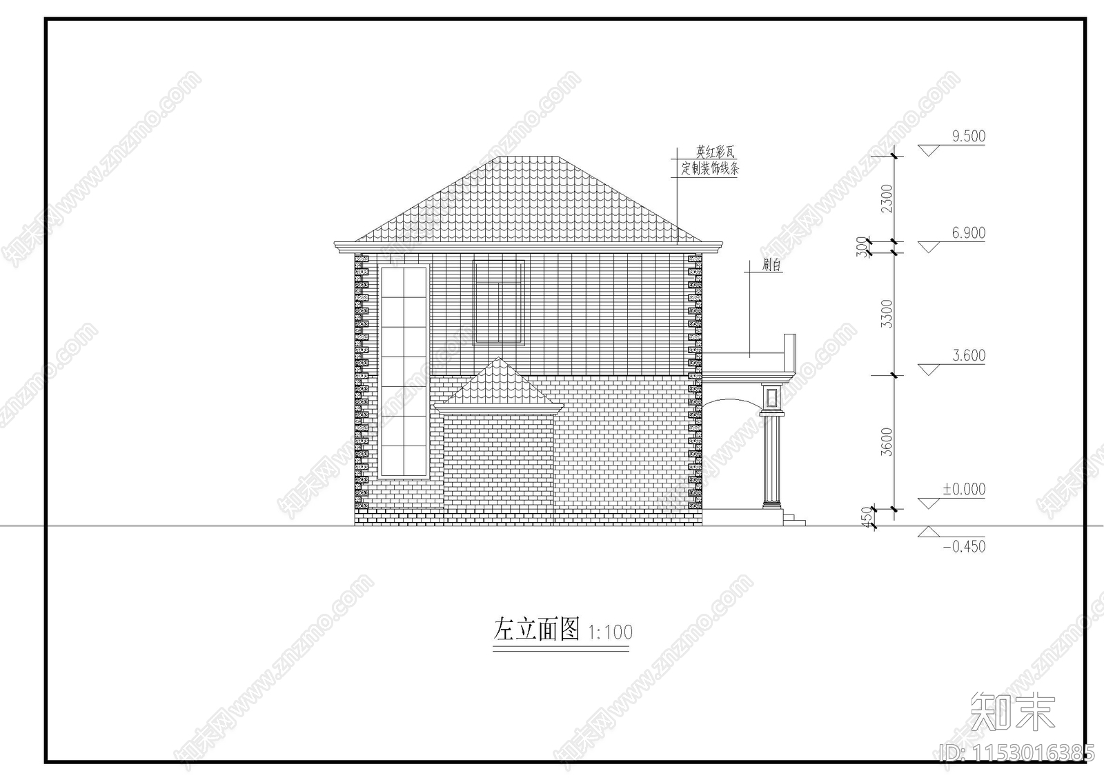 别墅建筑cad施工图下载【ID:1153016385】