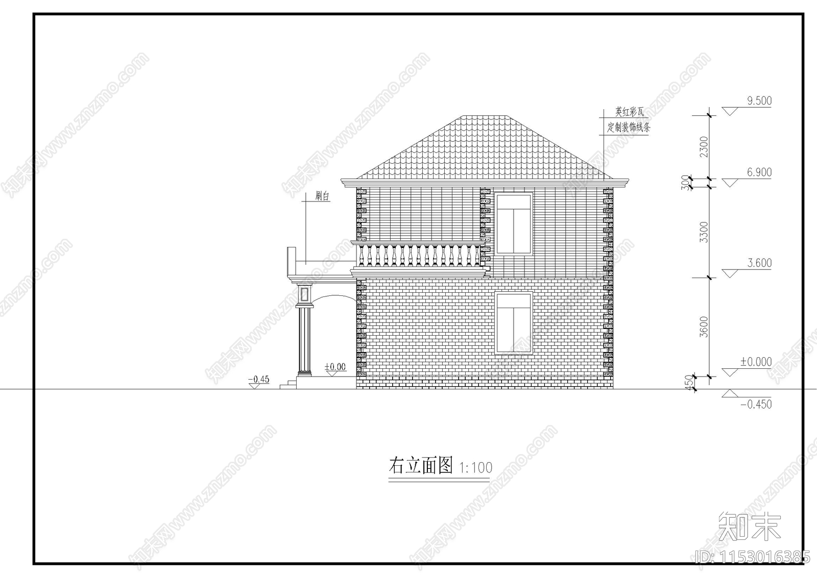 别墅建筑cad施工图下载【ID:1153016385】