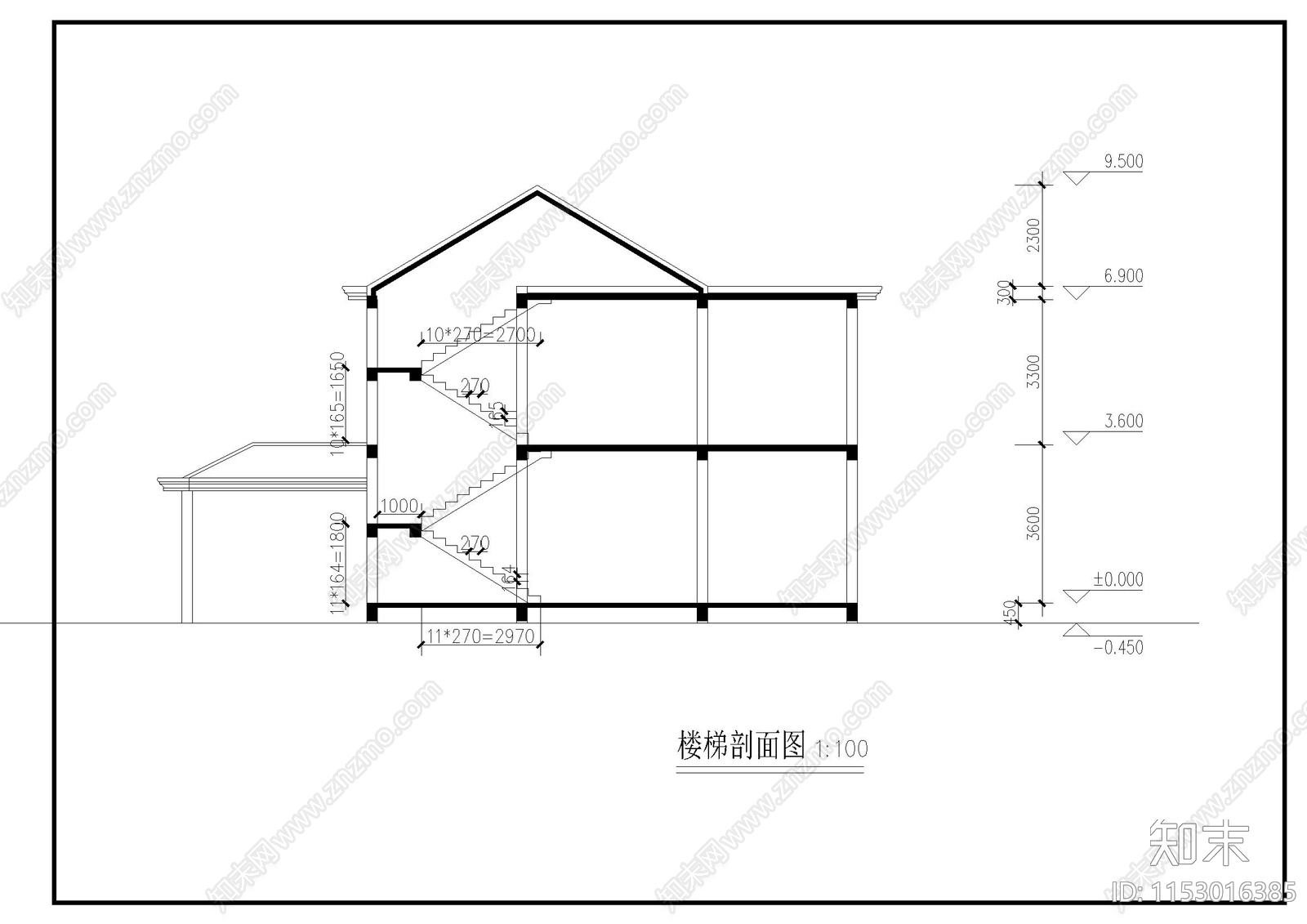 别墅建筑cad施工图下载【ID:1153016385】