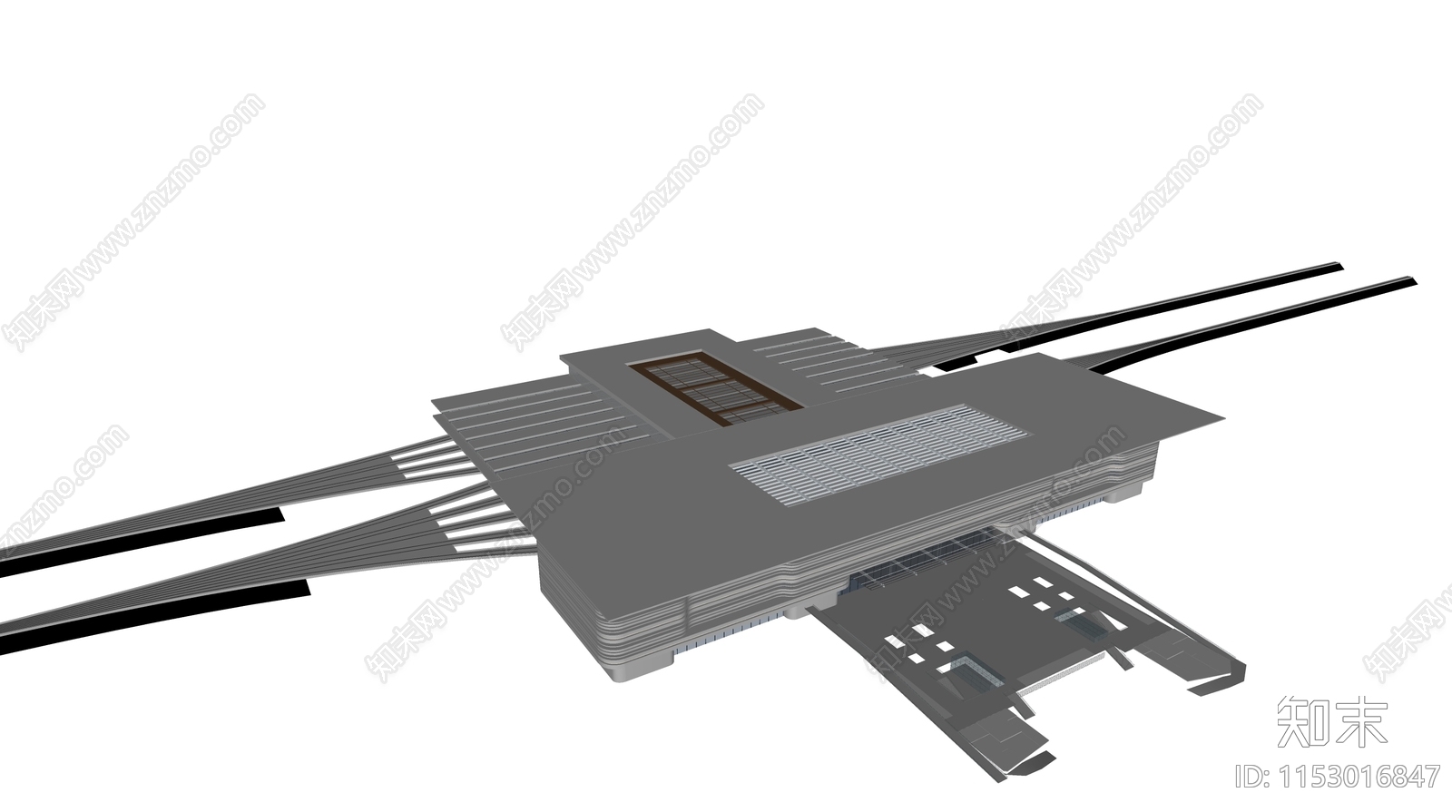 现代火车站SU模型下载【ID:1153016847】