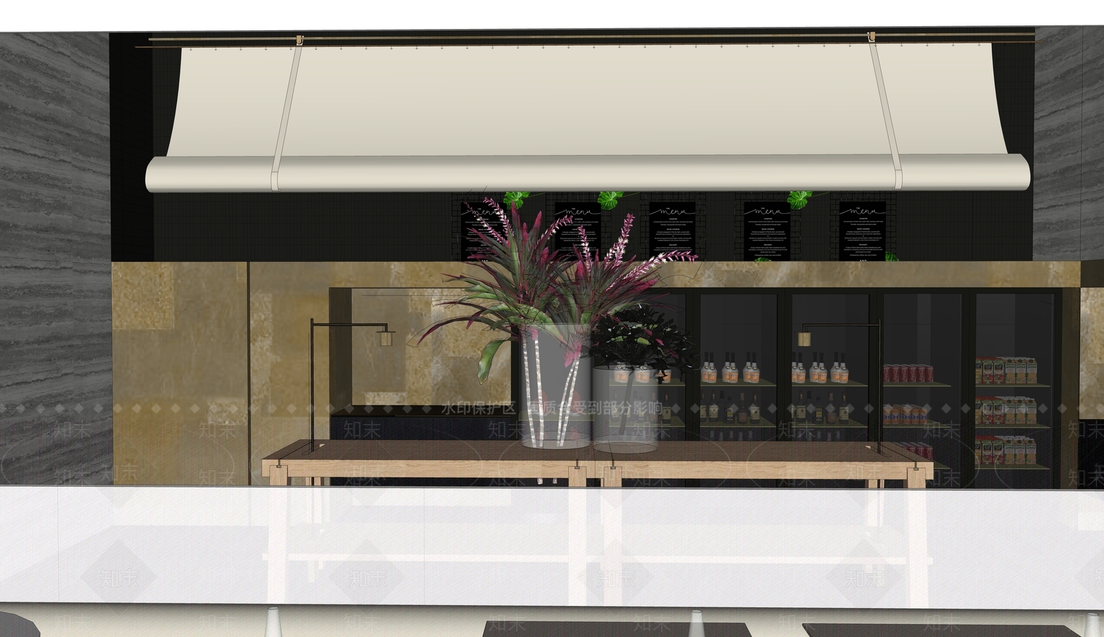 现代风格自助餐厅SU模型下载【ID:1153018003】