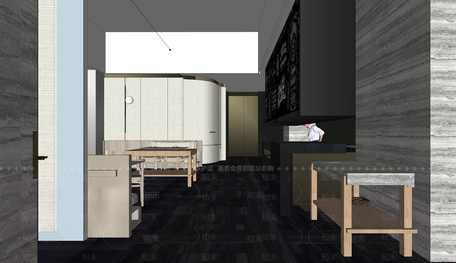 现代自助餐厅SU模型下载【ID:1153018347】
