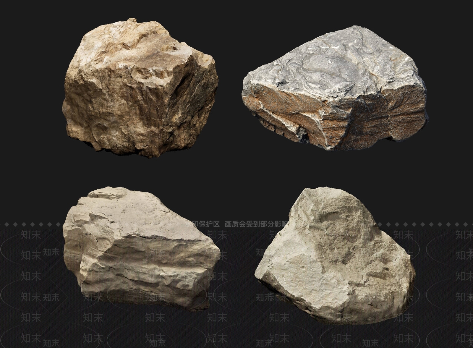 现代景观石头3D模型下载【ID:1153030648】