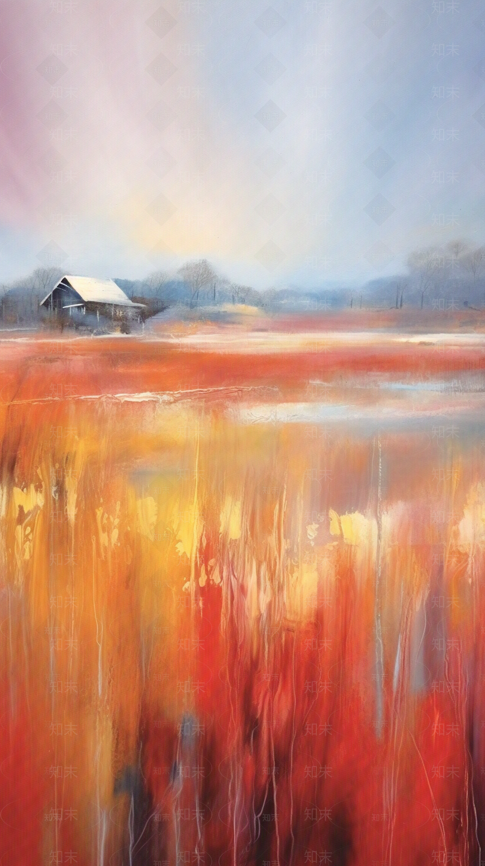 秋天秋色意境油画装饰画贴图下载【ID:1153032740】