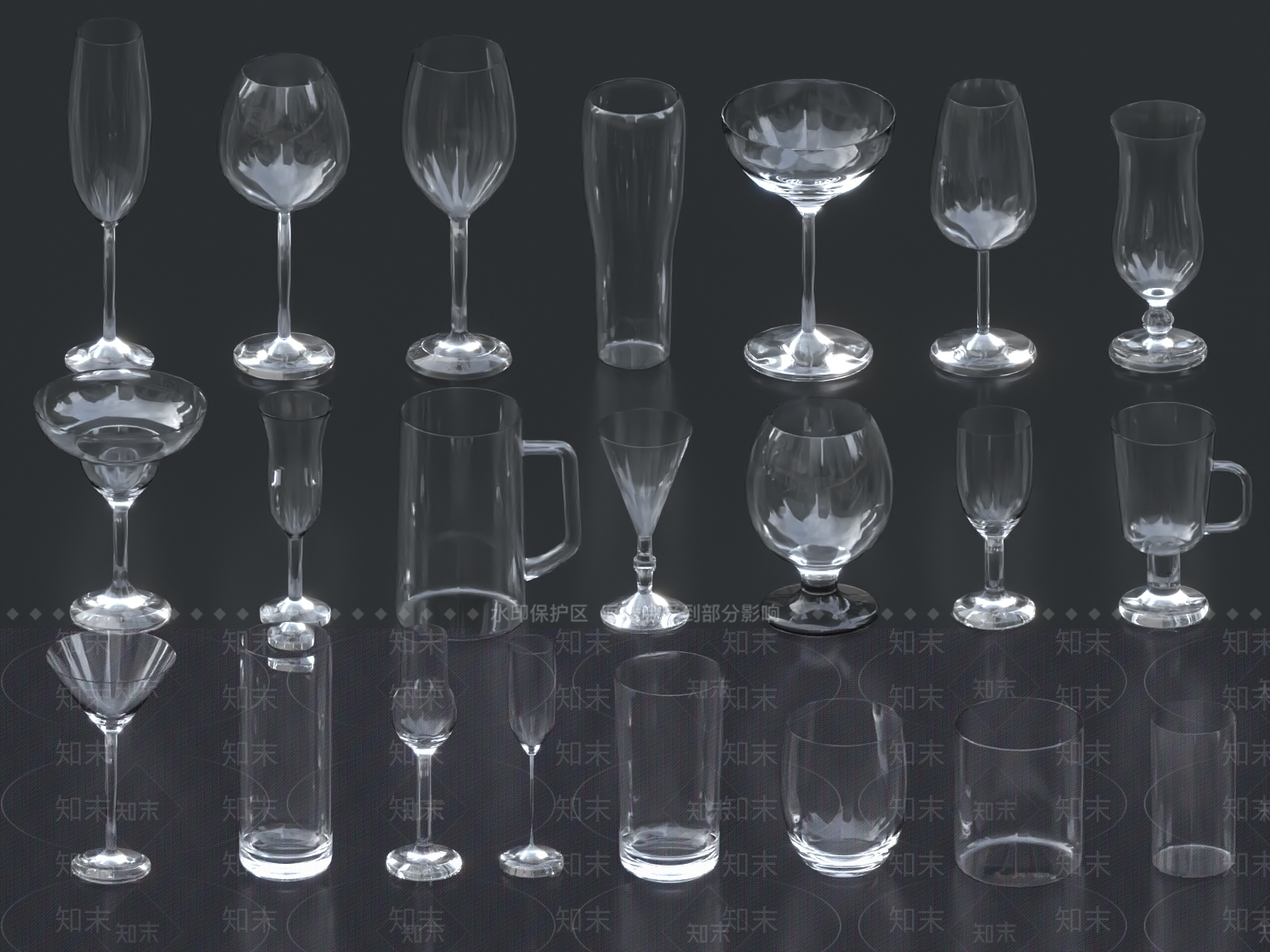 玻璃杯3D模型下载【ID:1153033035】