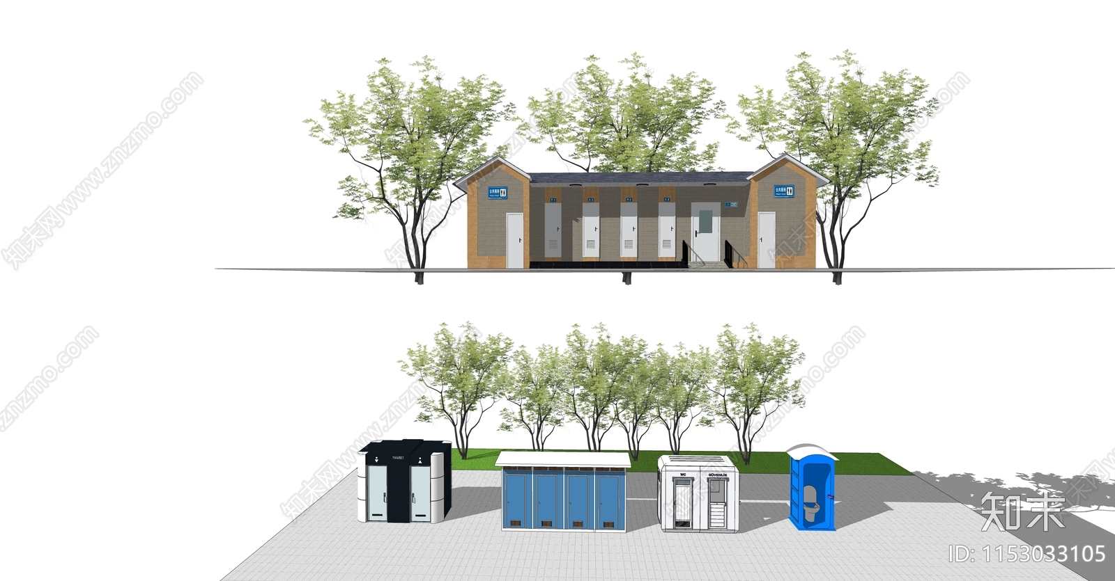 现代公共厕所SU模型下载【ID:1153033105】