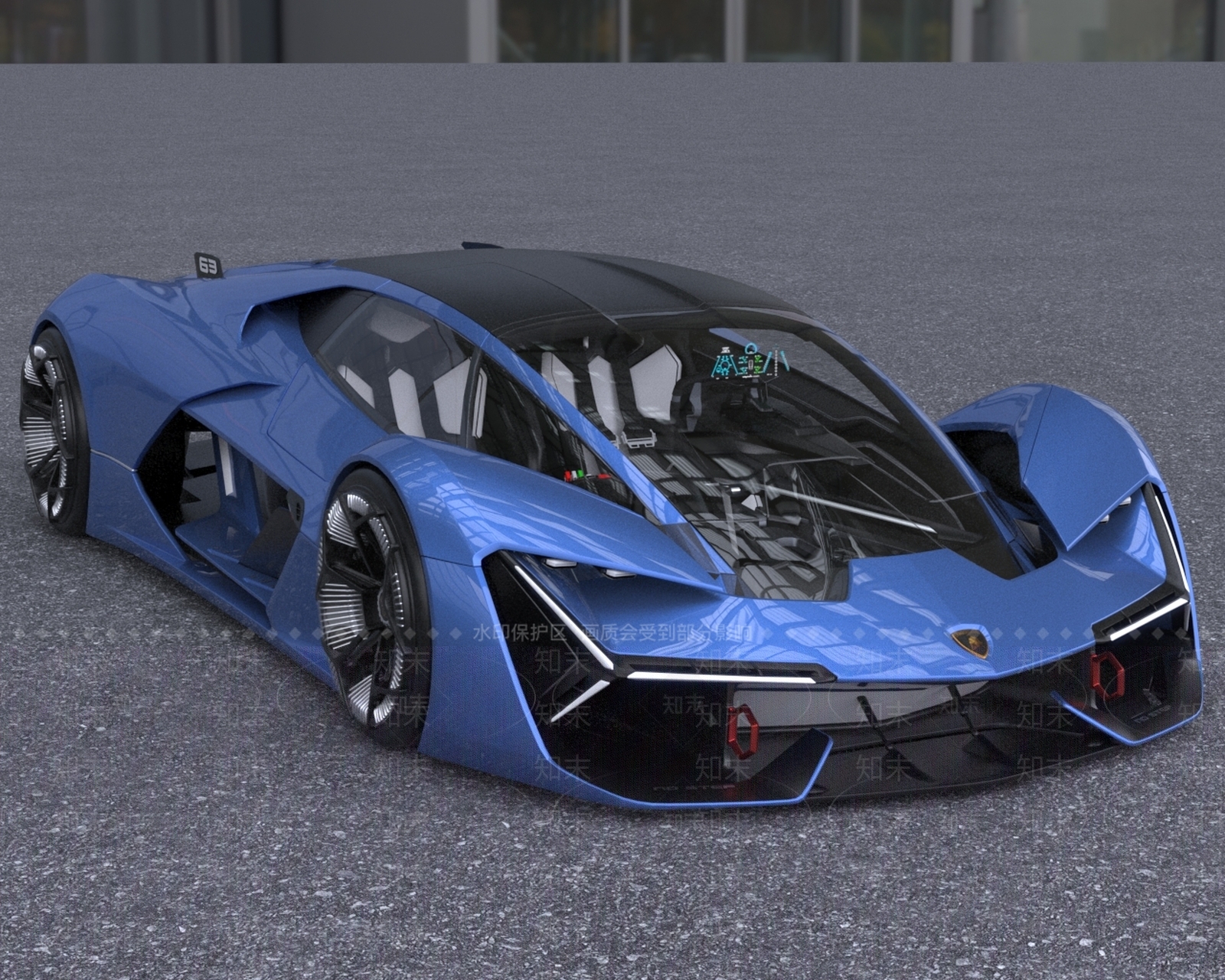 兰博基尼跑车带内饰车门可开关3D模型下载【ID:1153033520】