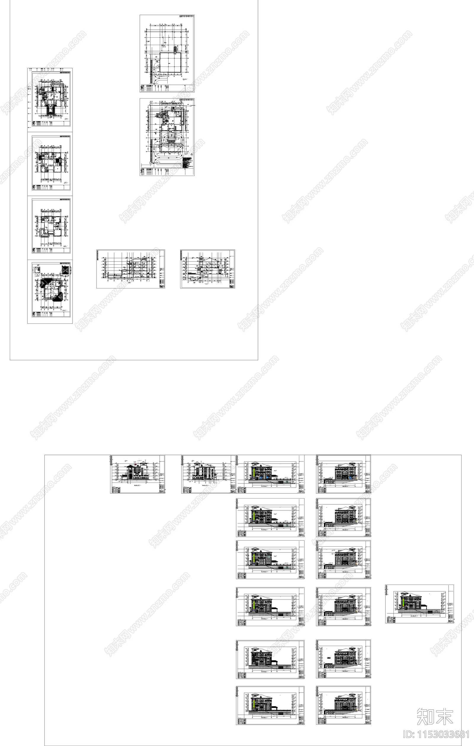 欧式别墅建筑cad施工图下载【ID:1153033681】