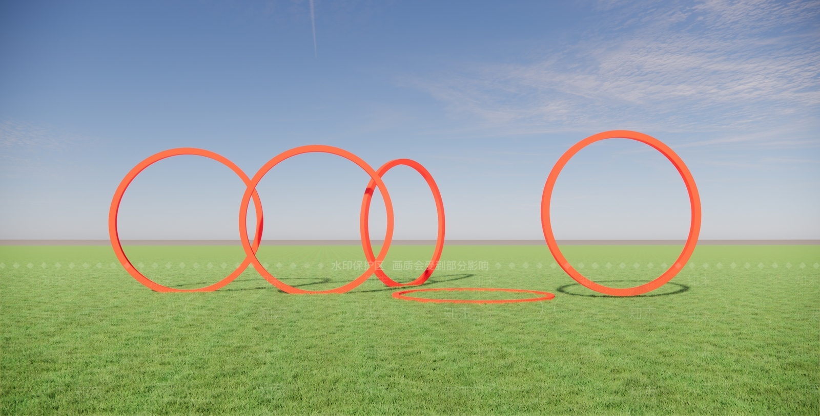 现代户外红色圆圈景观小品SU模型下载【ID:1153035153】