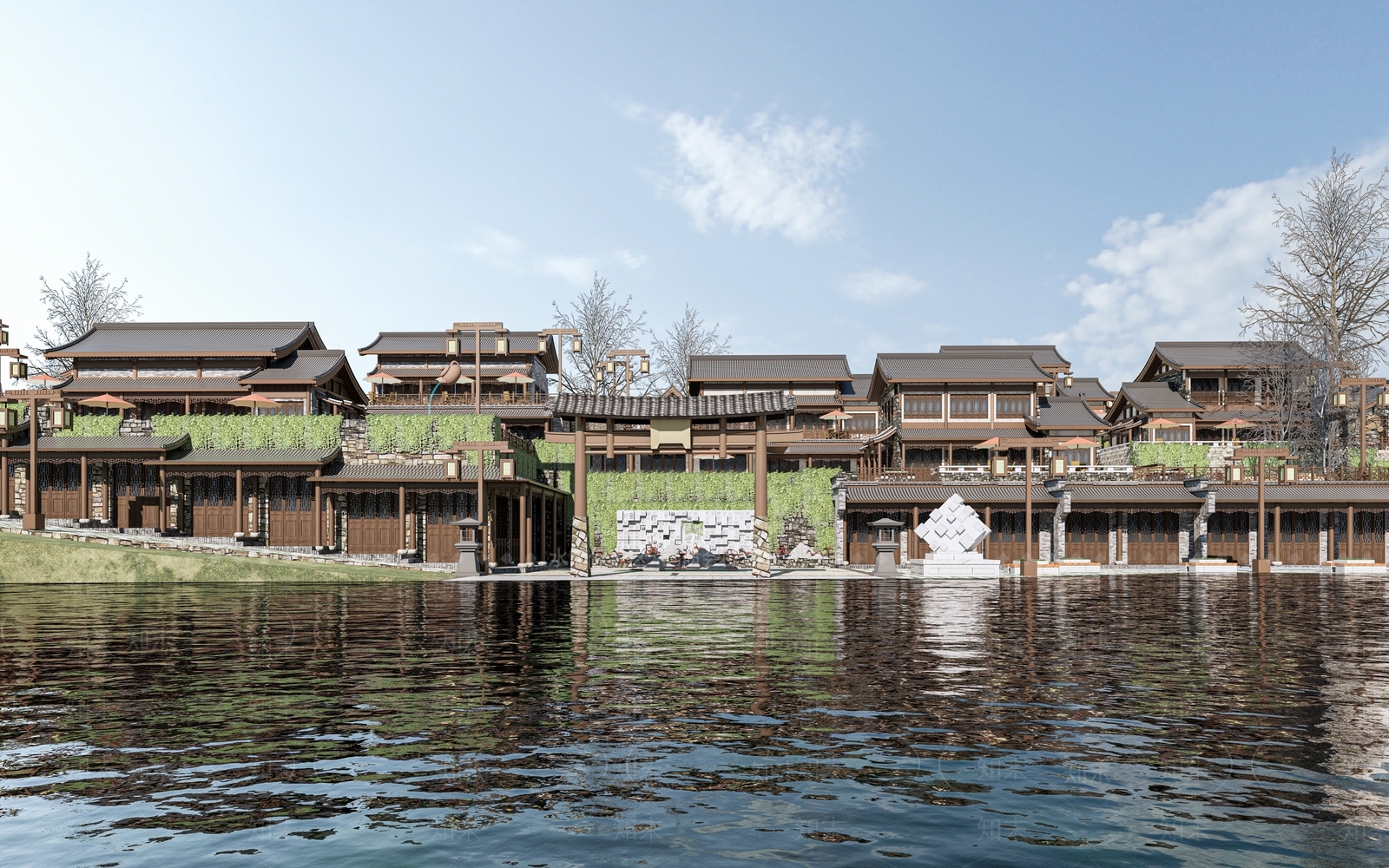 中式住宅外观3D模型下载【ID:1153035542】