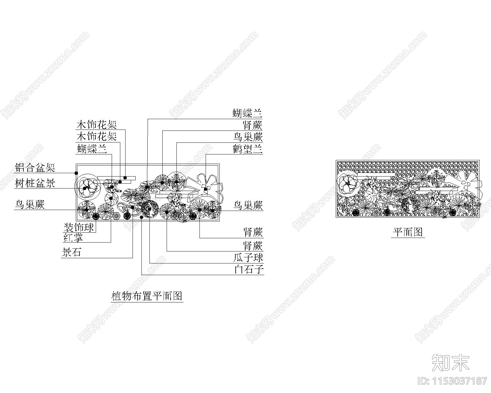 绿化组景花架景观cad施工图下载【ID:1153037187】