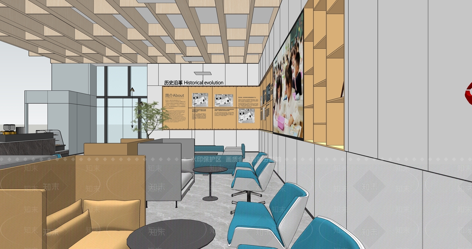 现代学校休息区SU模型下载【ID:1153037251】