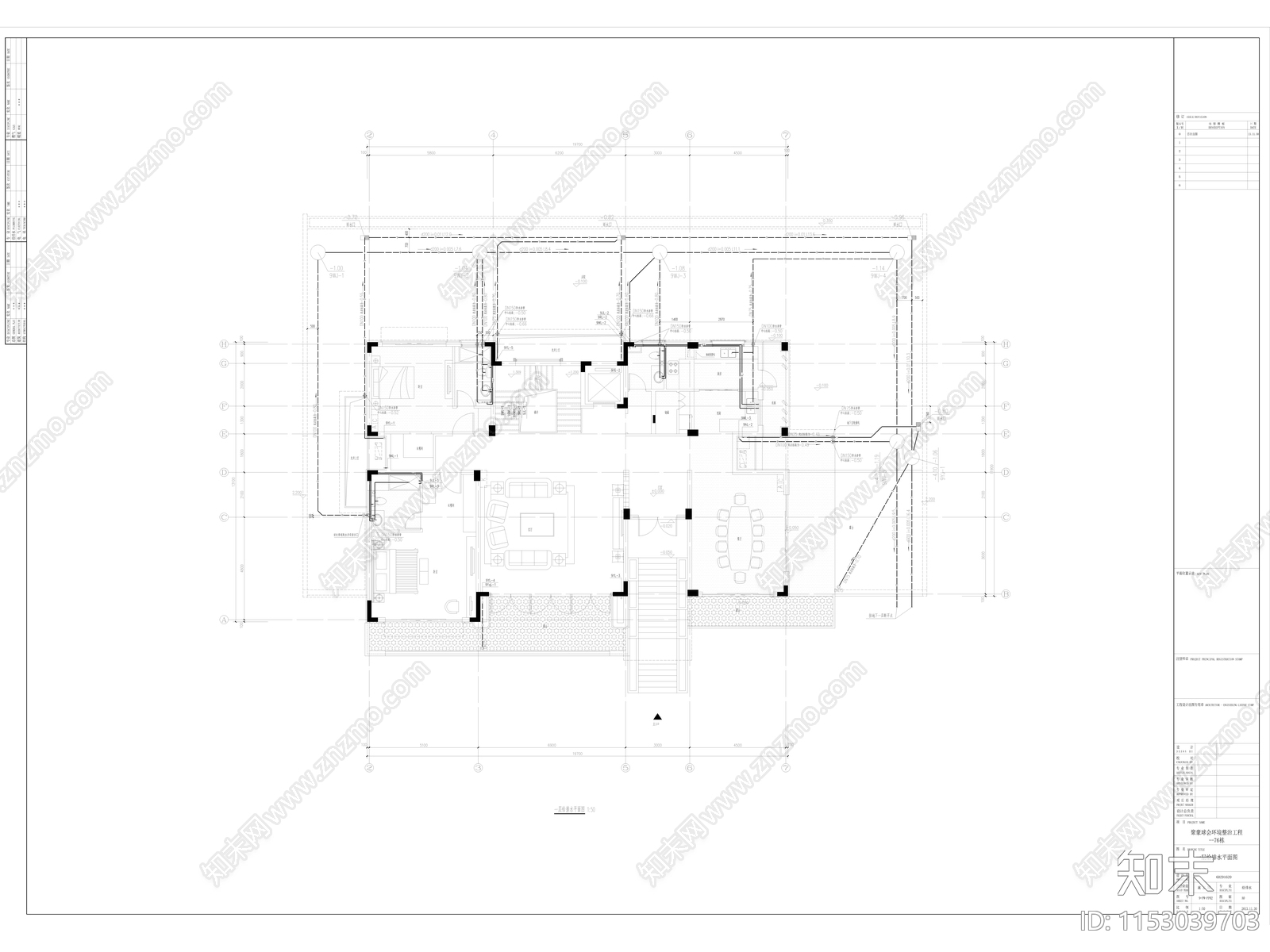 球会别墅群及配套会所设备房建筑给排水cad施工图下载【ID:1153039703】