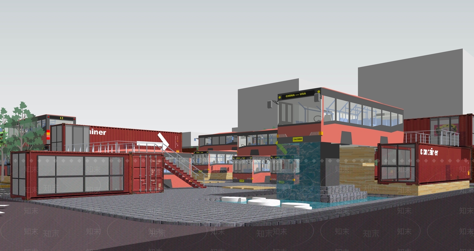 工业风厂房改造创意园SU模型下载【ID:1153041193】