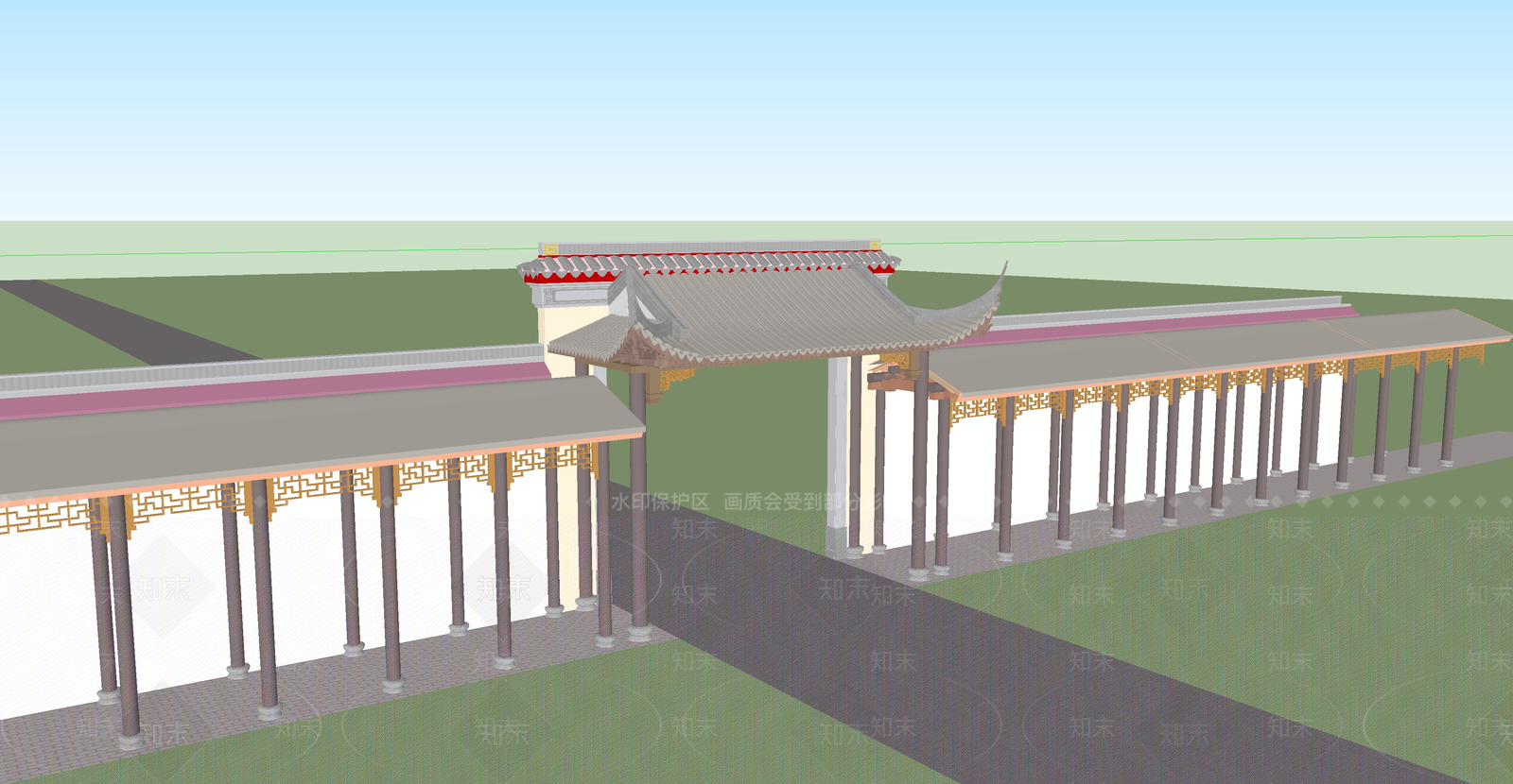 中式牌坊牌楼SU模型下载【ID:1153041087】