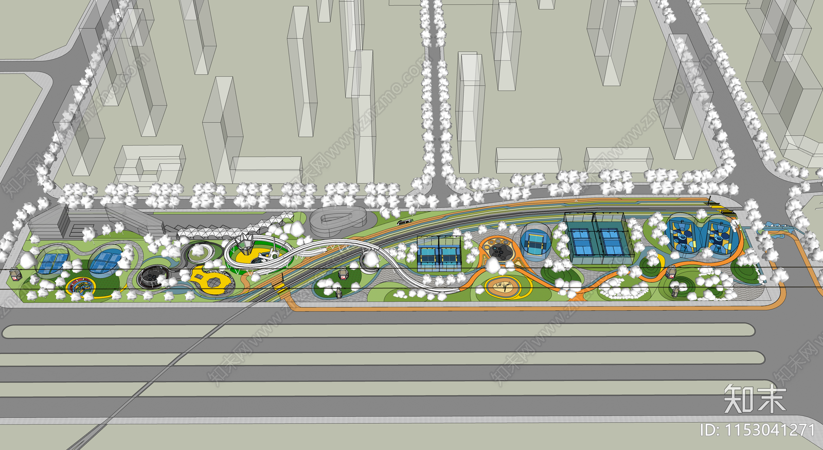 现代体育公园SU模型下载【ID:1153041271】
