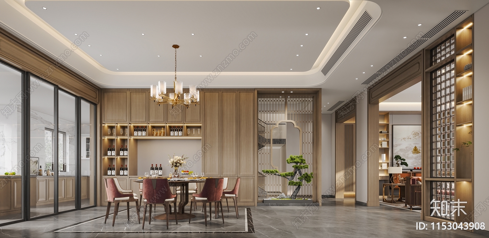 450㎡凯美怡合中式独栋别墅建筑cad施工图下载【ID:1153043908】
