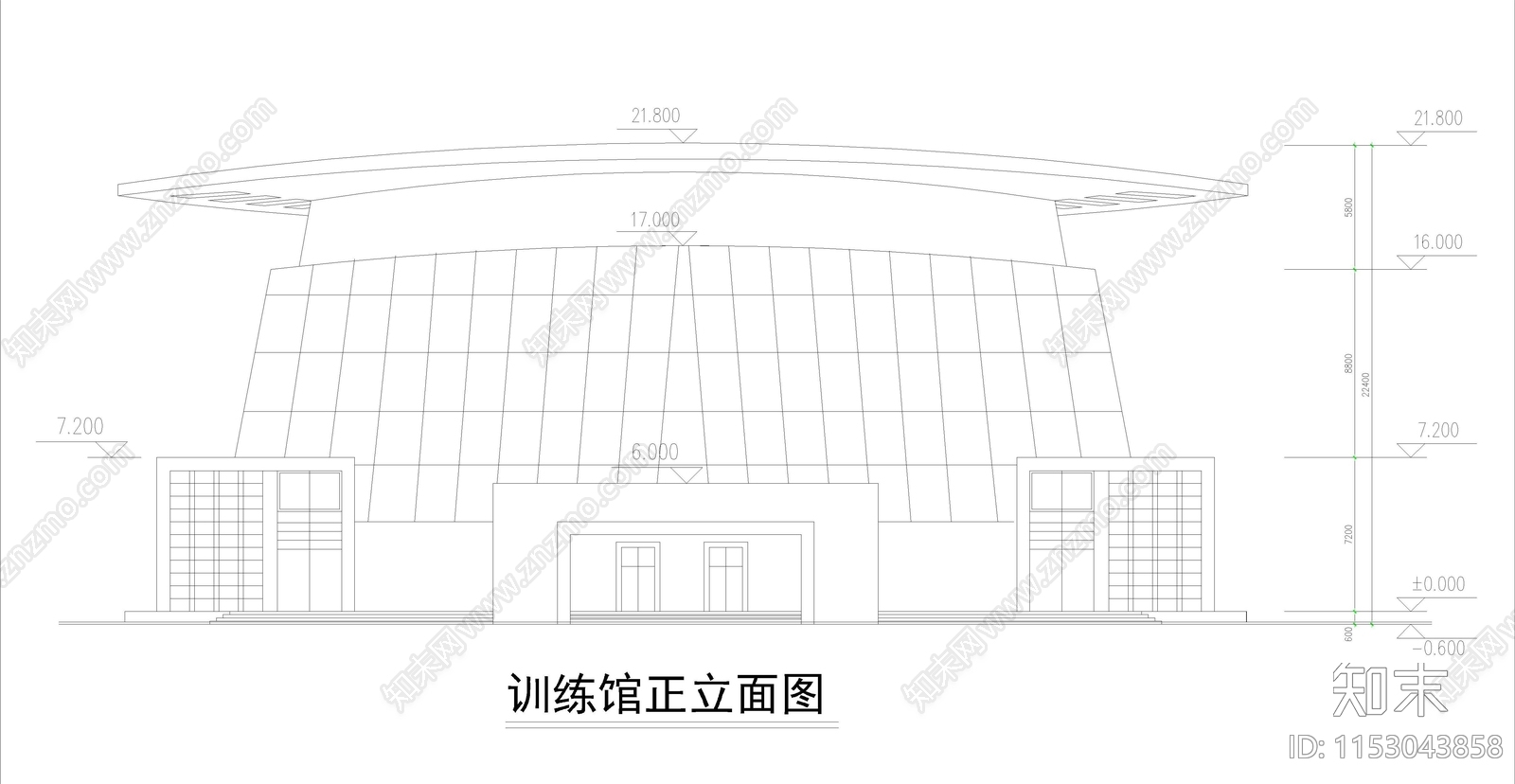 篮球训练馆室内cad施工图下载【ID:1153043858】