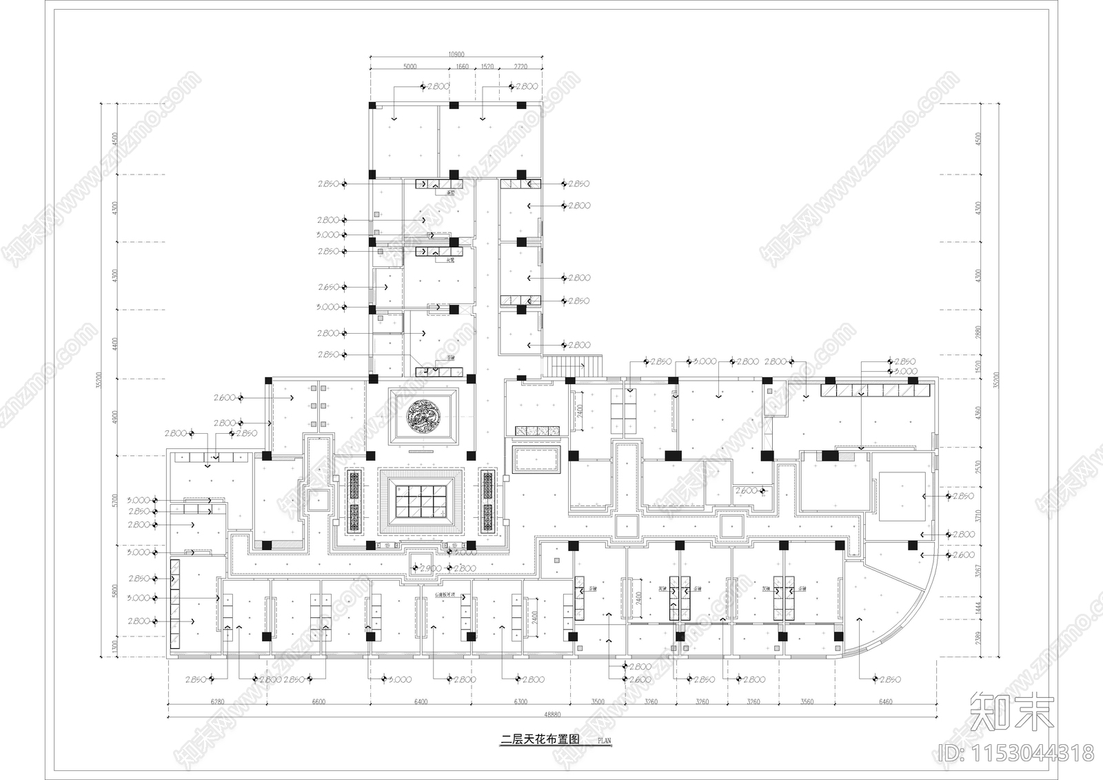 1160㎡足道足疗会所空间cad施工图下载【ID:1153044318】