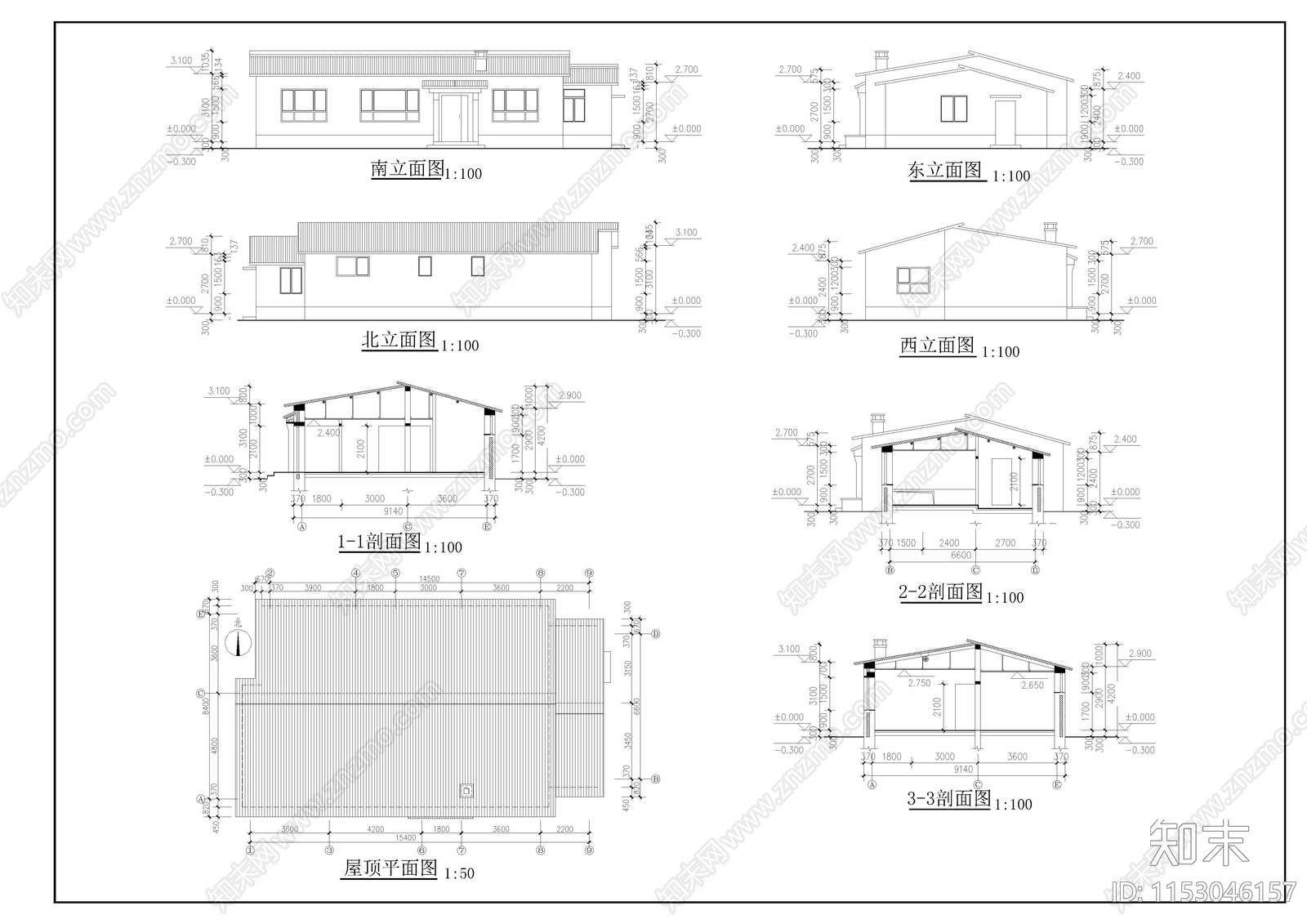 别墅建筑cad施工图下载【ID:1153046157】