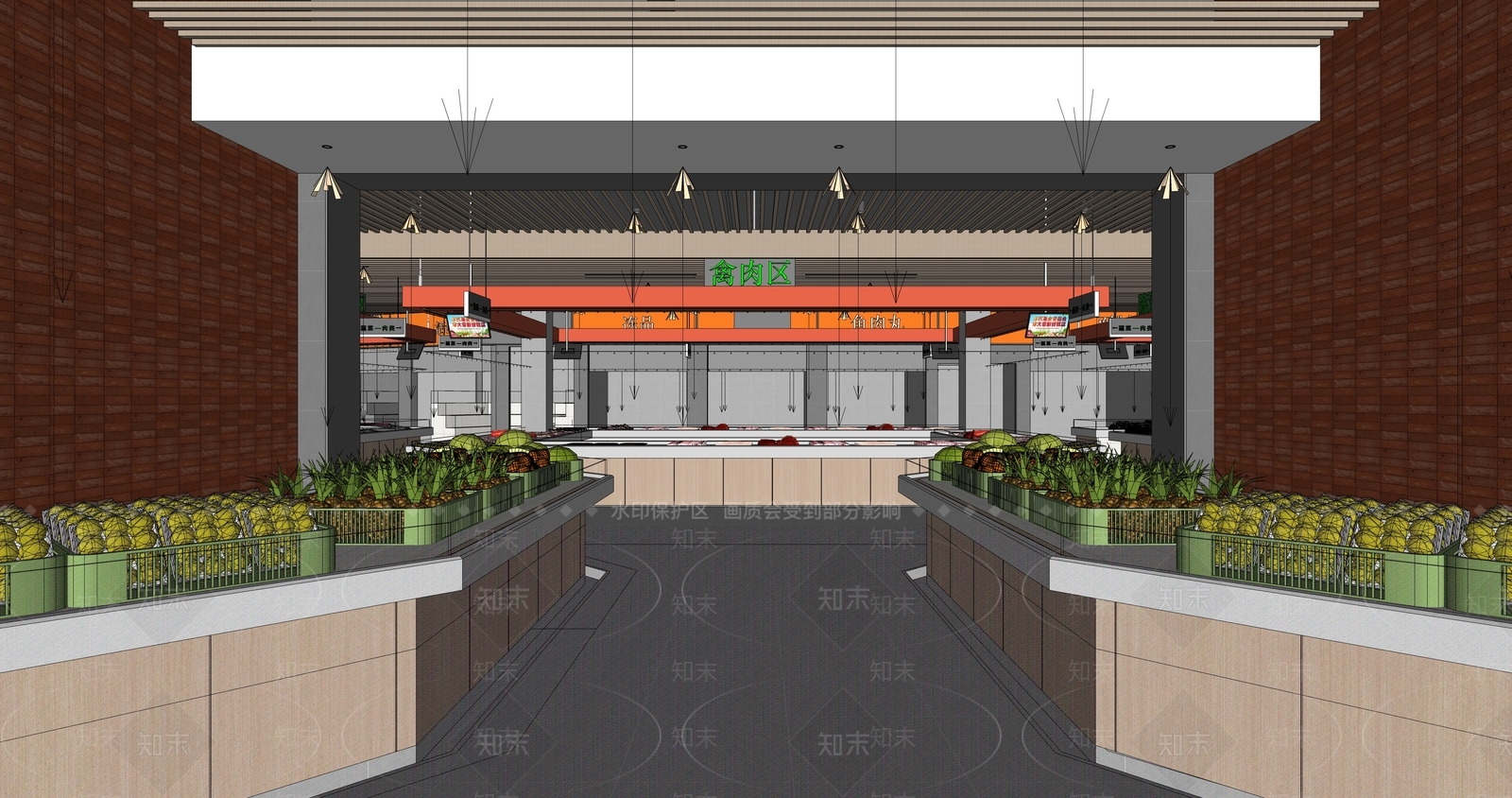 现代农贸市场空间SU模型下载【ID:1153046863】