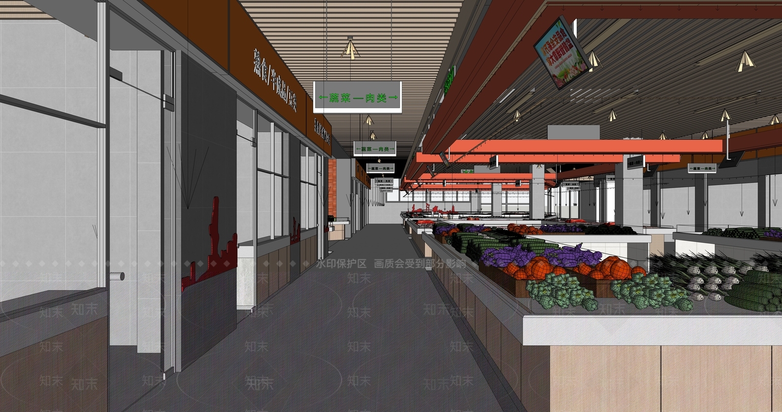 现代农贸市场SU模型下载【ID:1153047412】
