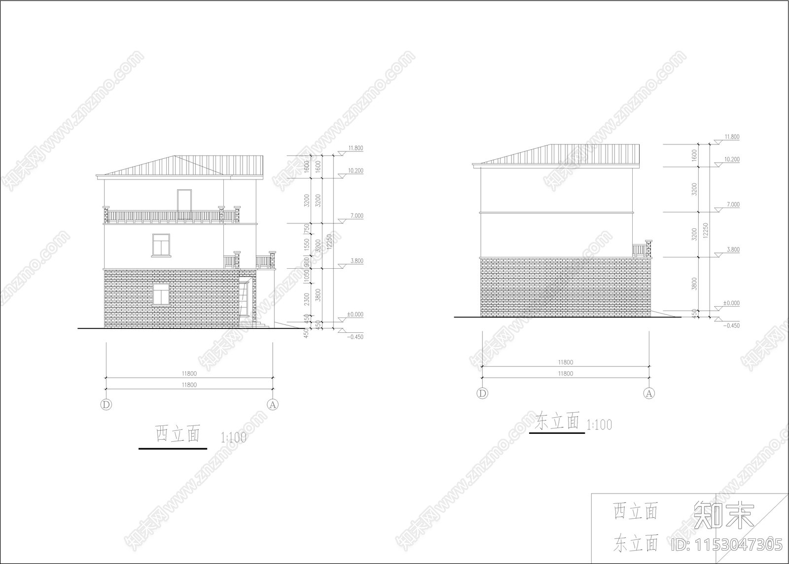 别墅建筑cad施工图下载【ID:1153047305】