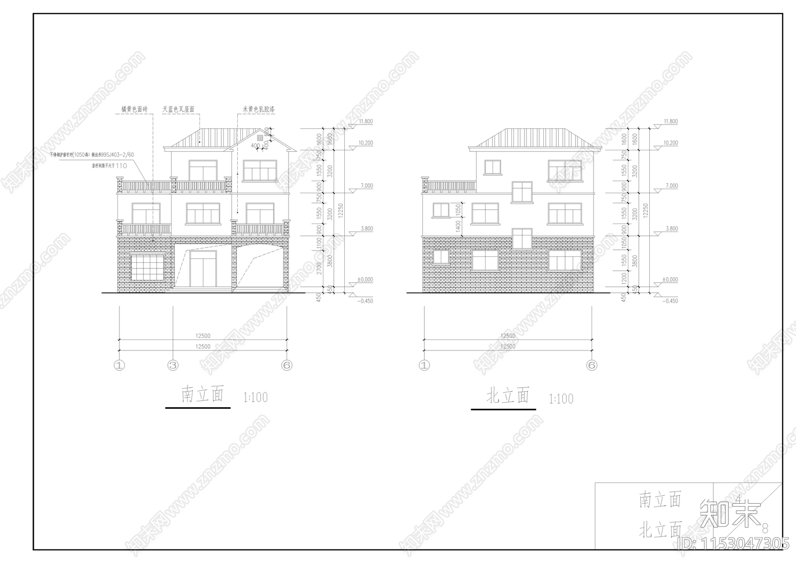 别墅建筑cad施工图下载【ID:1153047305】