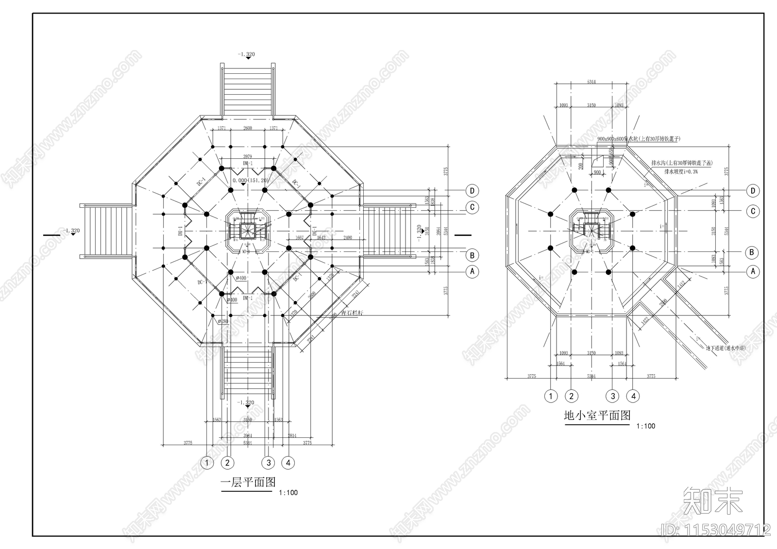 杉湖岛七层塔全套建施图cad施工图下载【ID:1153049712】