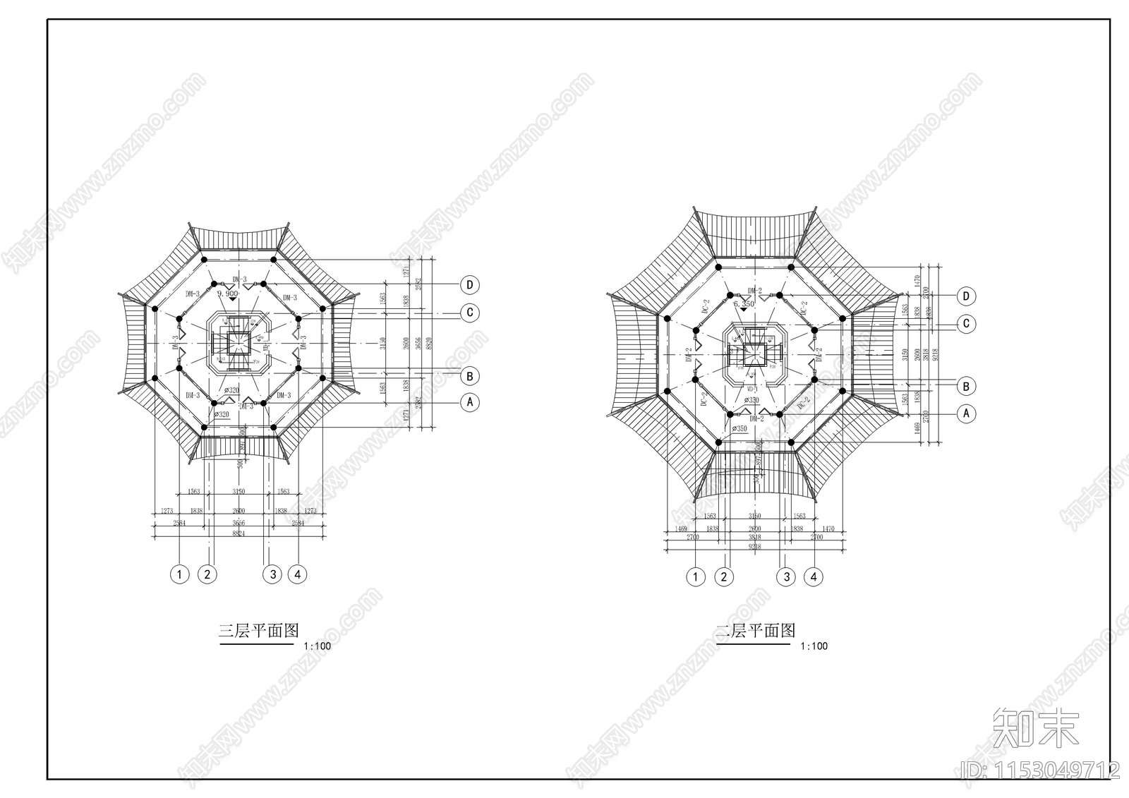 杉湖岛七层塔全套建施图cad施工图下载【ID:1153049712】