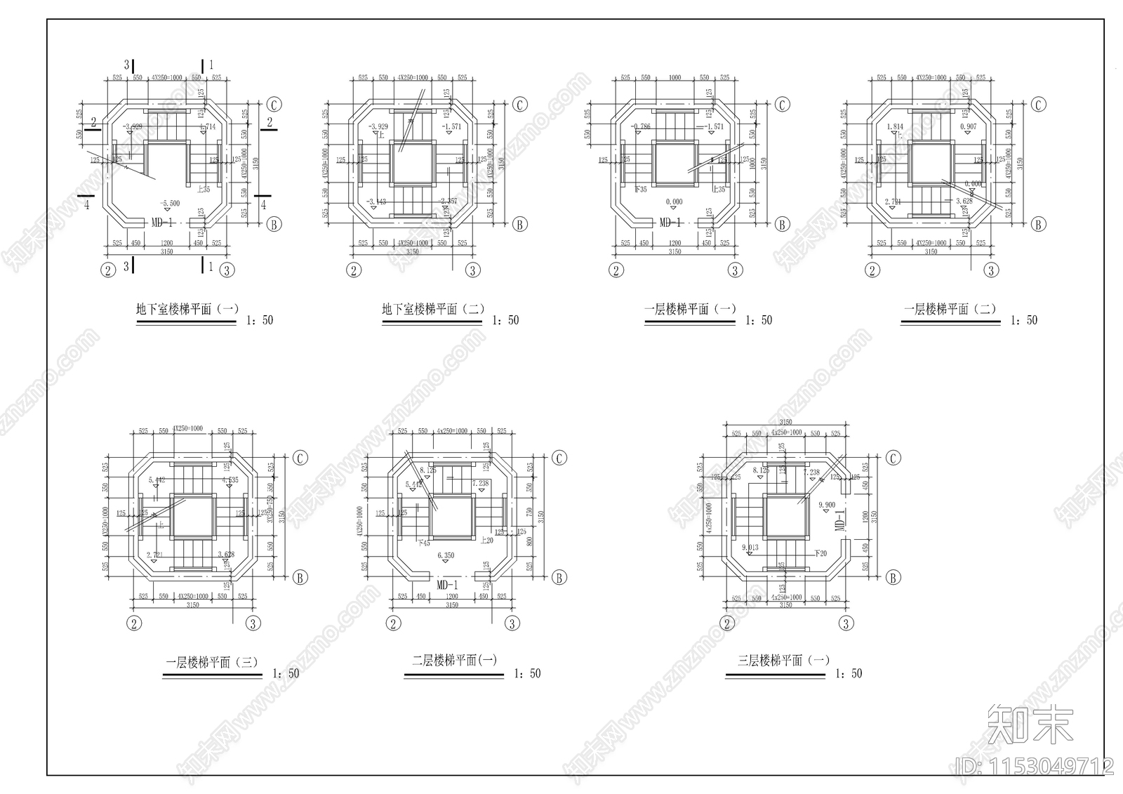 杉湖岛七层塔全套建施图cad施工图下载【ID:1153049712】