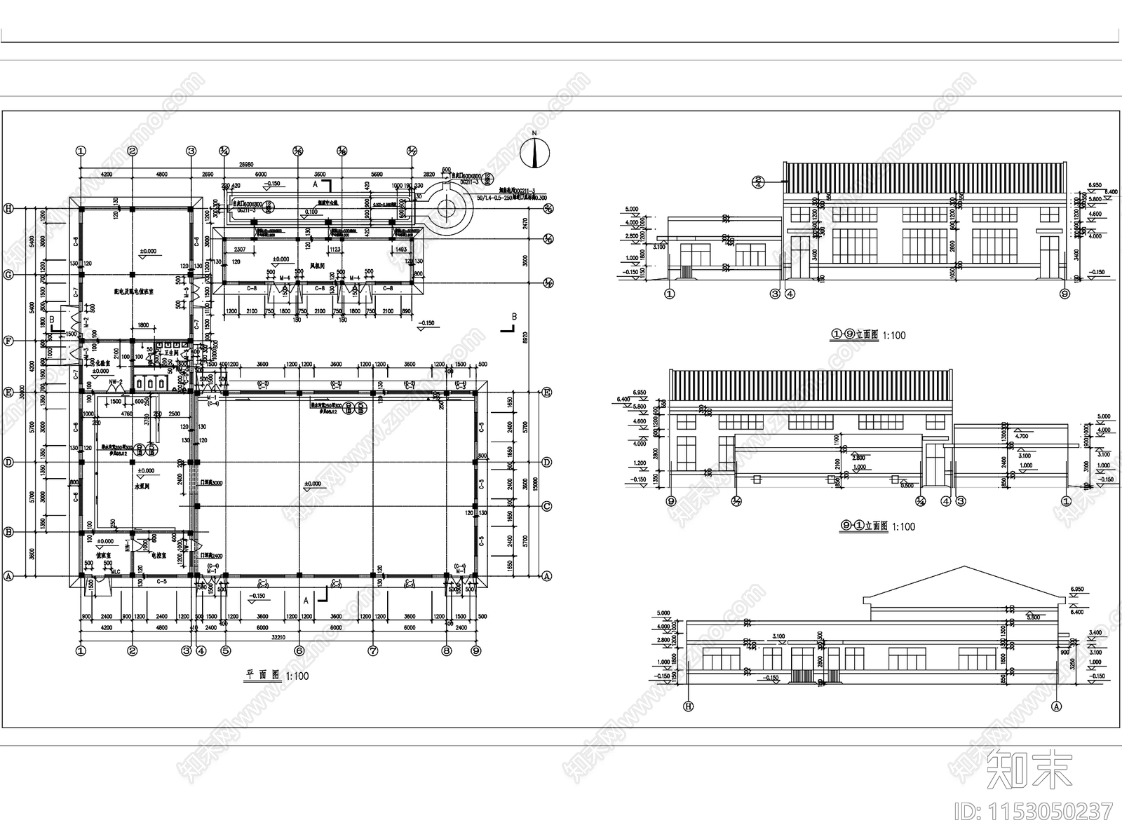 单层锅炉房厂房车间工业建筑cad施工图下载【ID:1153050237】