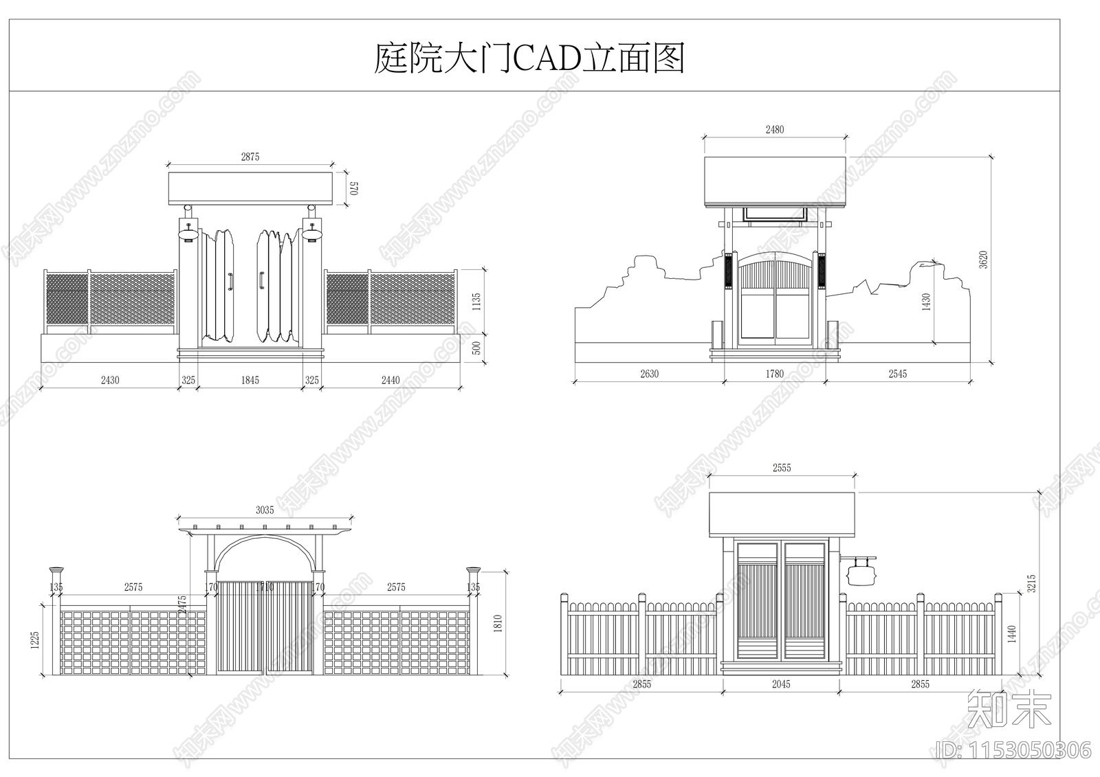 庭院大门施工图下载【ID:1153050306】