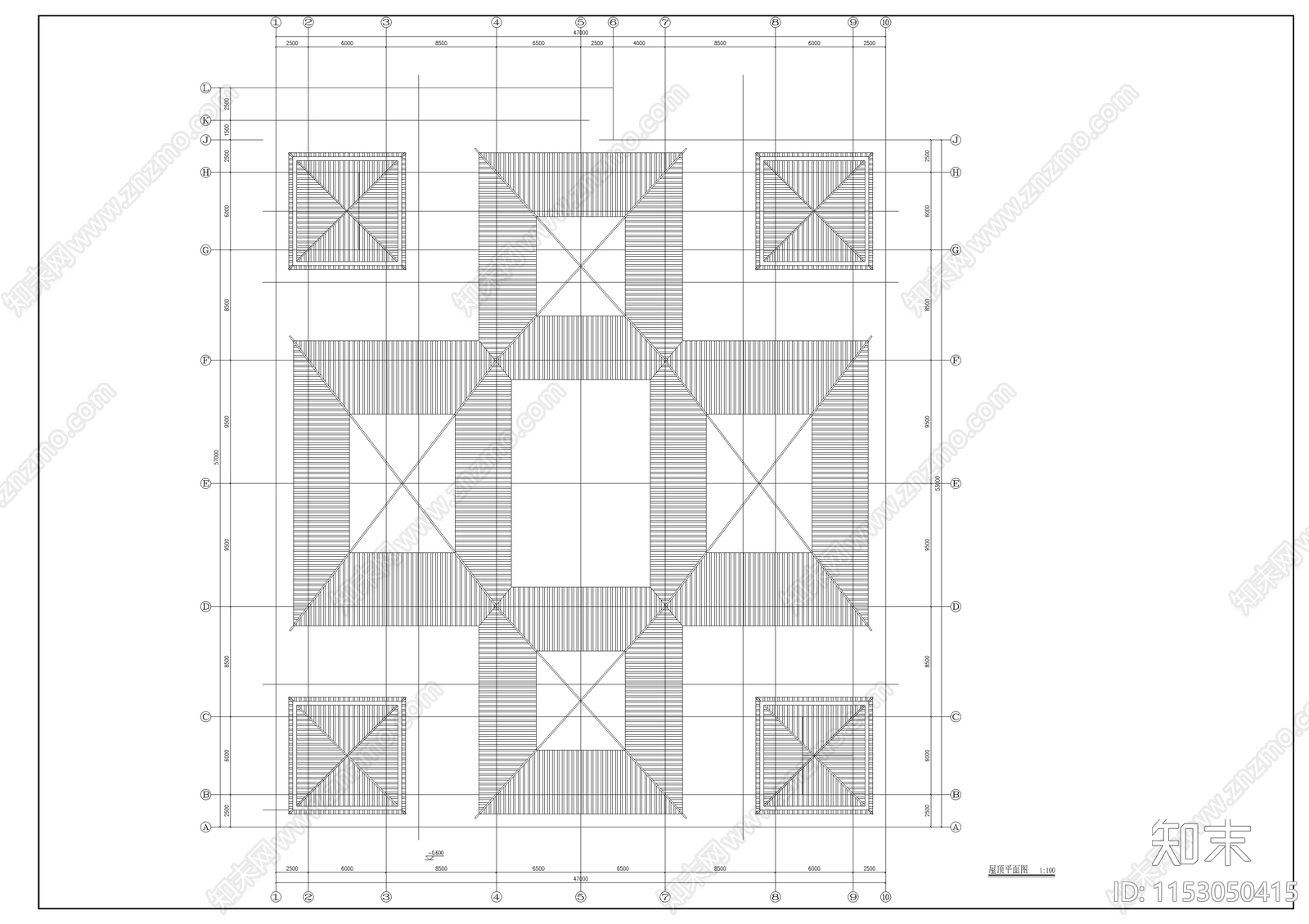 现代仿古建筑服务中心施工图下载【ID:1153050415】