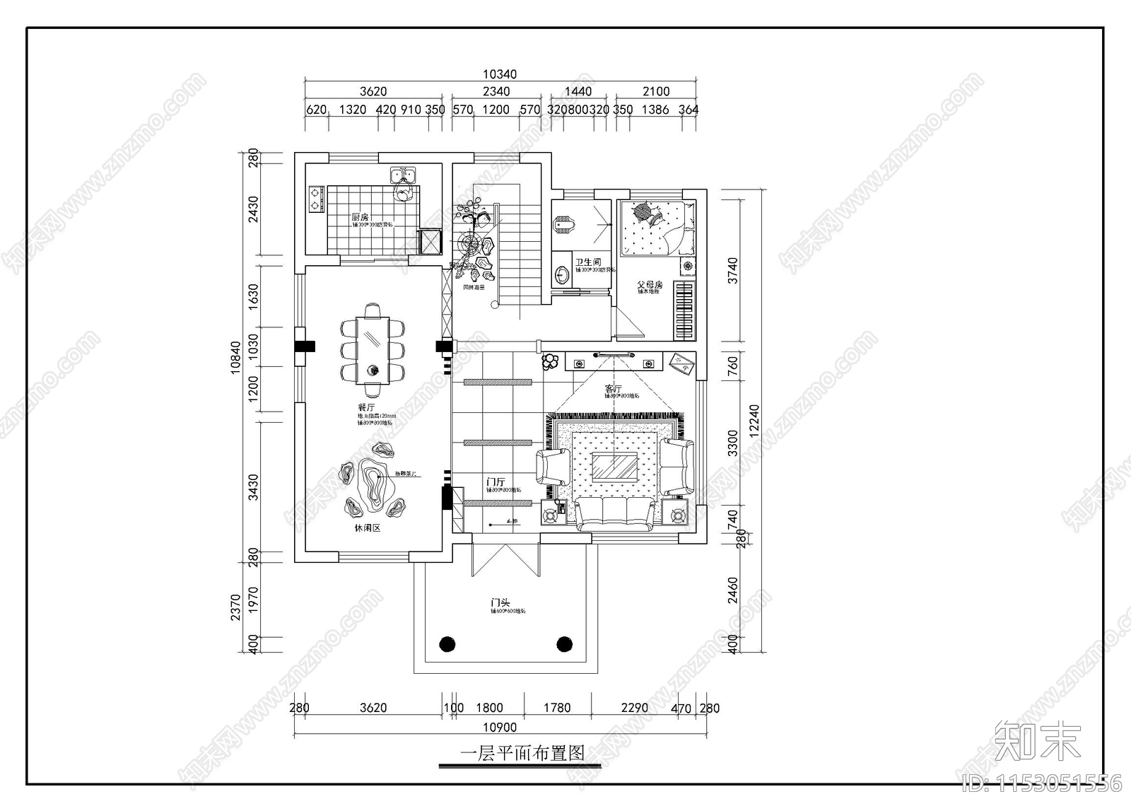 别墅全套cad施工图下载【ID:1153051556】