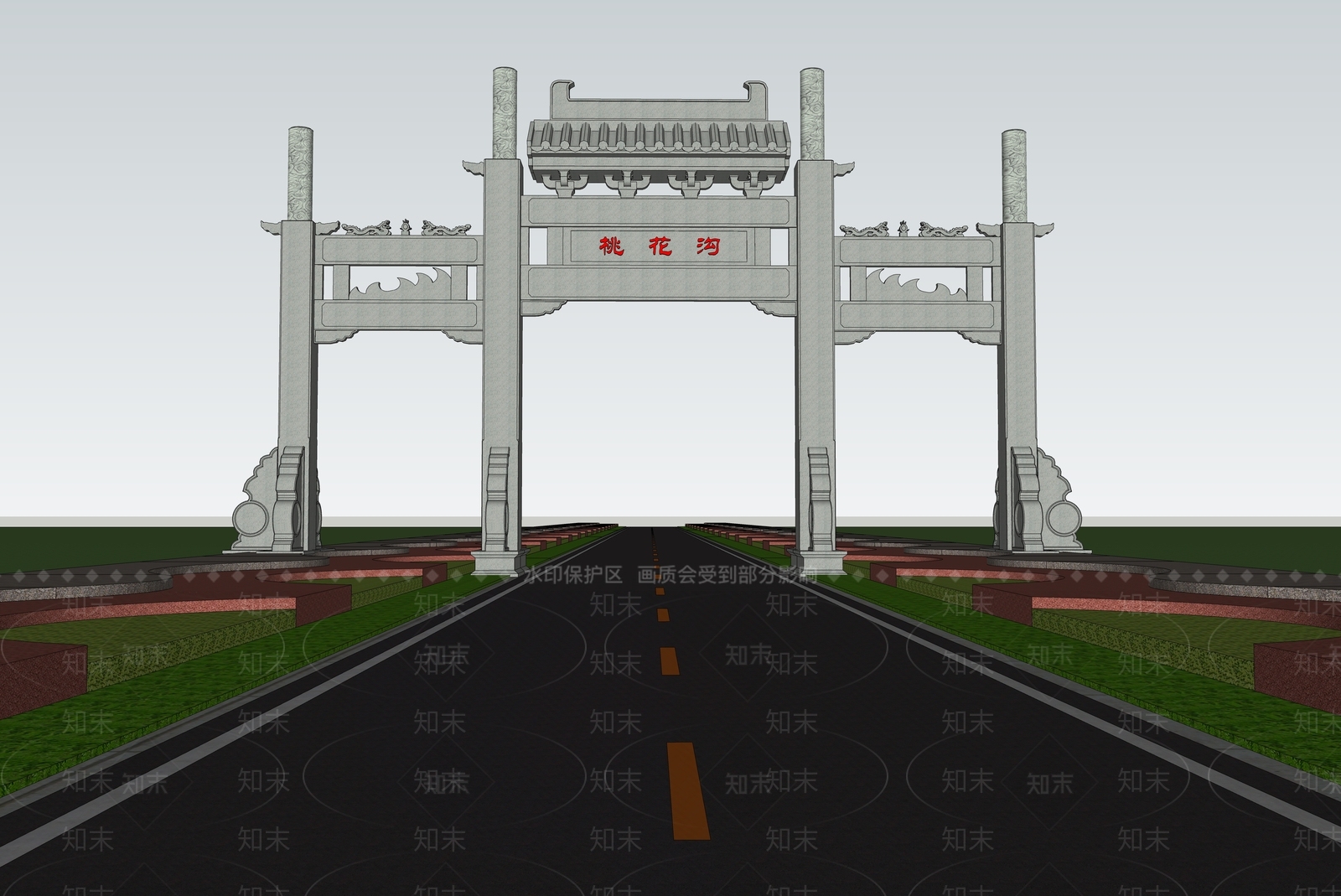 中式牌坊牌楼SU模型下载【ID:1153051972】