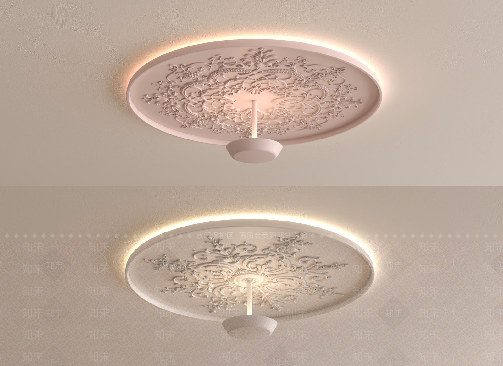 法式浮雕吸顶灯SU模型下载【ID:1153051907】