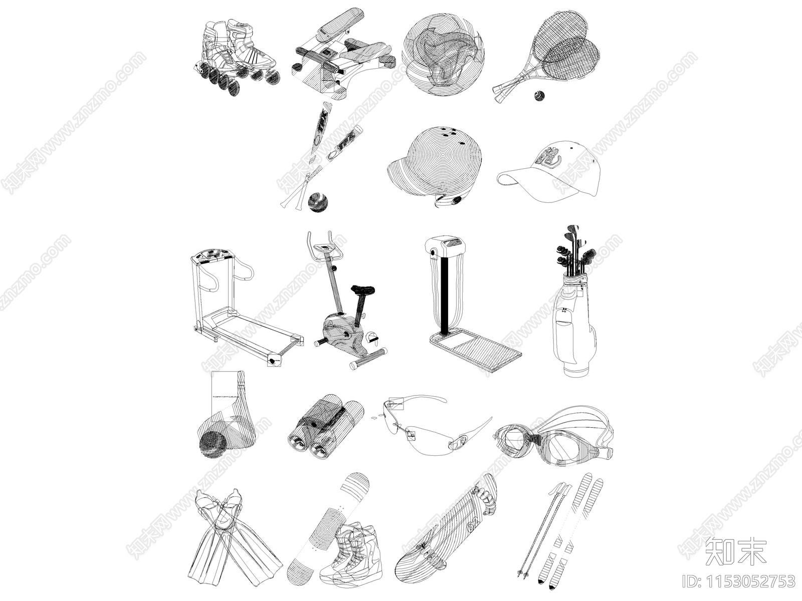 2024最新体育用品健身器材图库cad施工图下载【ID:1153052753】