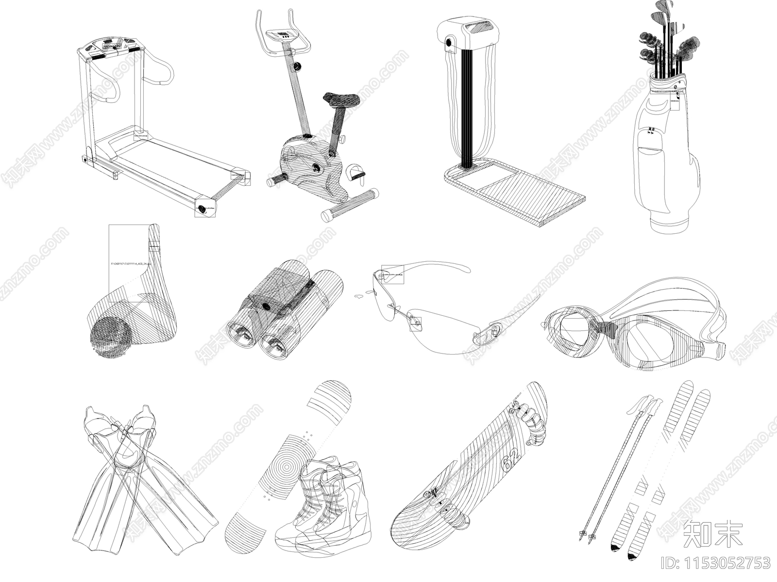2024最新体育用品健身器材图库cad施工图下载【ID:1153052753】