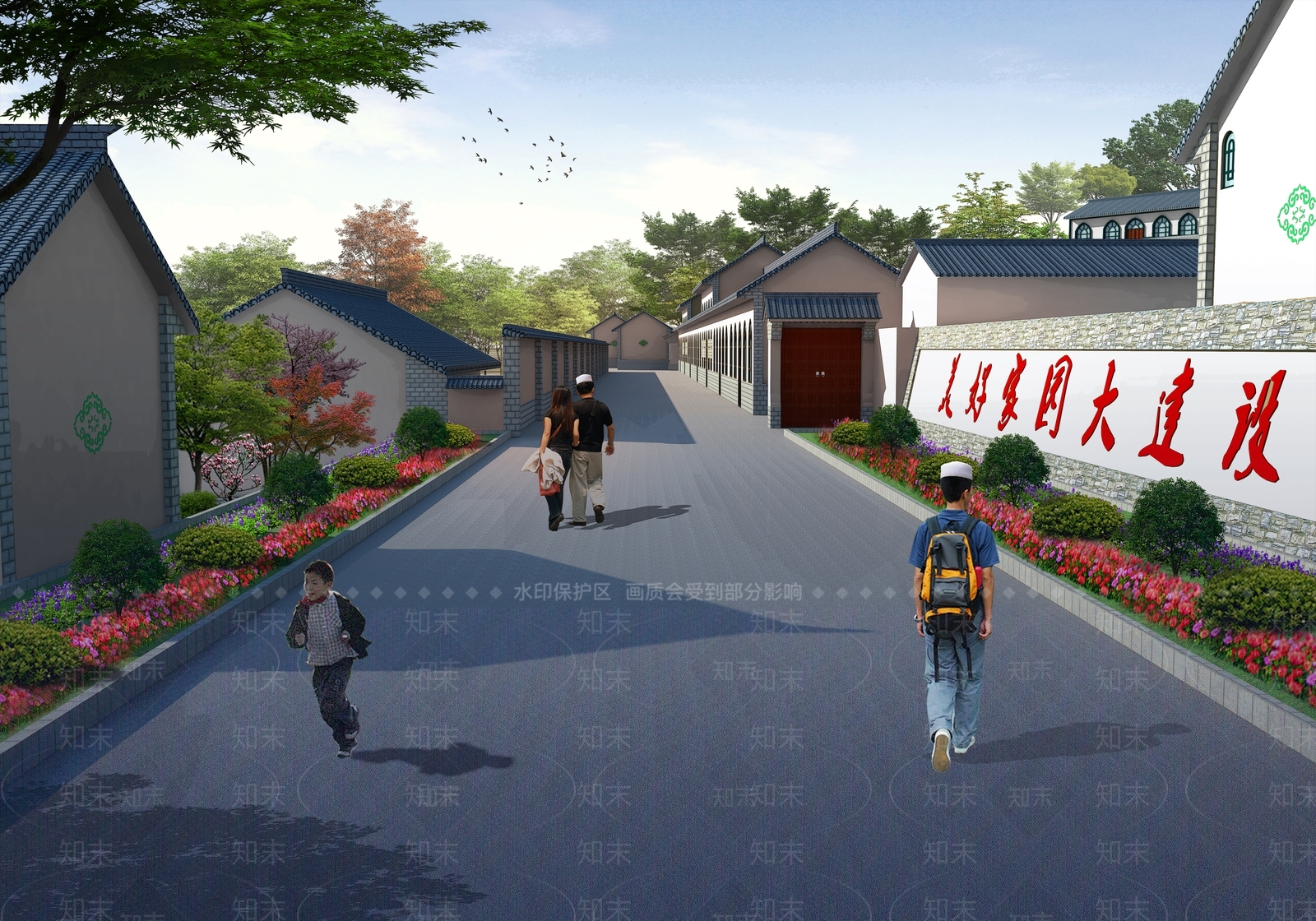 新中式乡村街道改造SU模型下载【ID:1153052594】